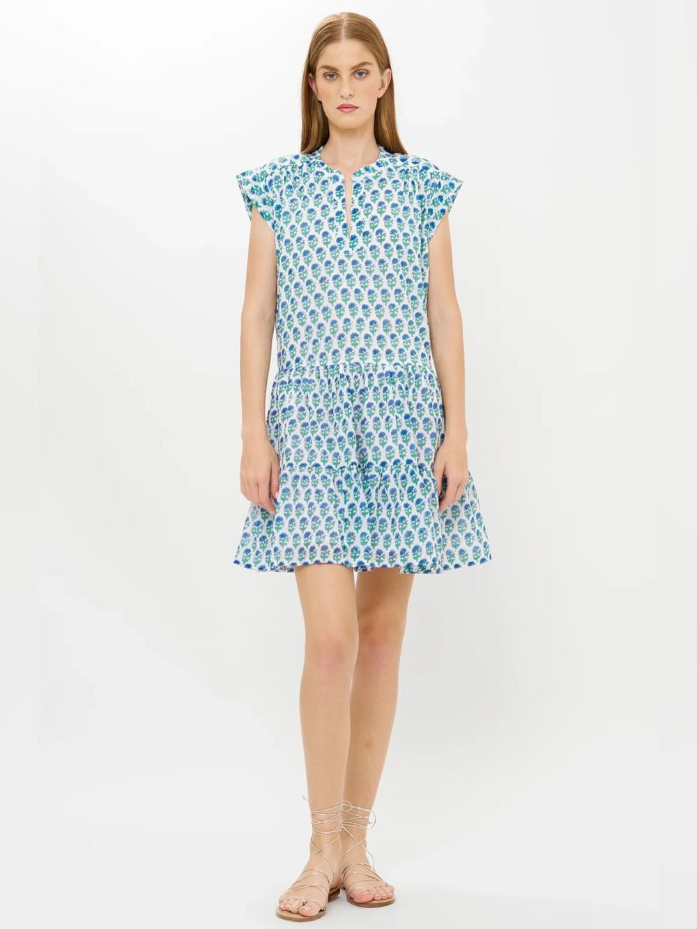 Oliphant Smocked Drop Mini Dress Boti Blue Size XS